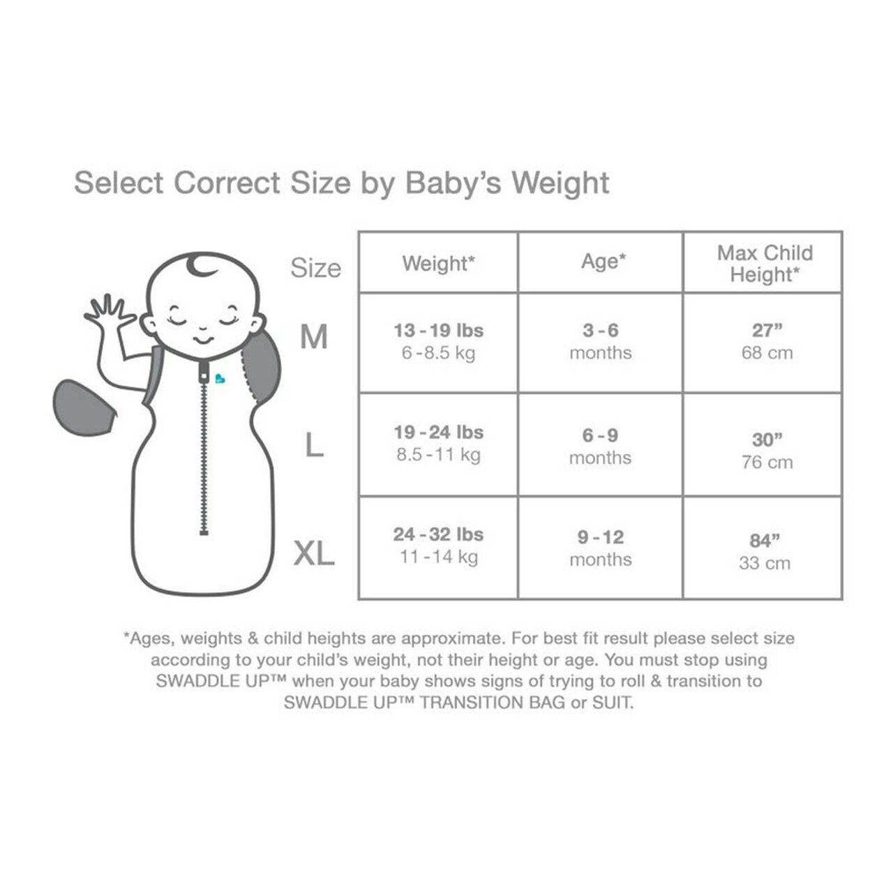 Love to Dream Size Chart