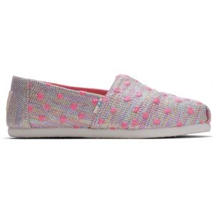 TOMS Classic Pink Multi Heartsy Twill Glimmer Youth 3.5 (22.5cm)