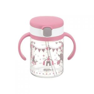 Richell Aqulea Clear Straw Bottle Mug 200ml - Pink