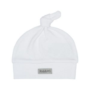 Juddlies - Organic Hat- White/Grey- 0-3M