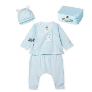 Petit Bateau Ensemble Sleepsuit 4 Pieces Gift Set Blue