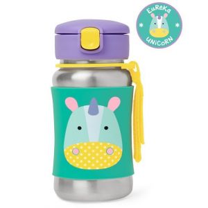 Skip Hop Zoo Stainless Steel Straw Bottle - Unicorn 12oz