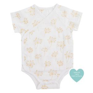 Aden Anais Short Sleeve Kimono Body Suit Metallic Gold Dandelion