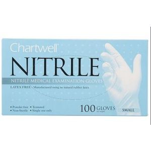 Chartwell Nitrile Powder Free Disposable Gloves 100Gloves - Blue Small