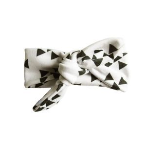 Baby Wisp Top Knot Headband White with Black Geometric Shapes 3m+