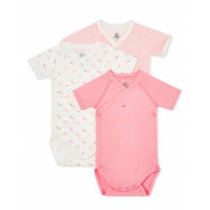 Petit Bateau Organic 3 Bodies Girls Naissance Short Sleeves