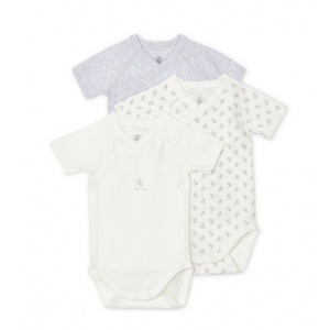 Petit Bateau Organic 3 Bodies Boys Naissance Short Sleeves