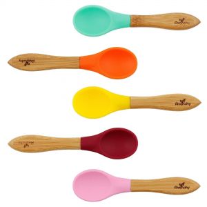 Avanchy Bamboo & Silicone Baby Spoon Pack Pink Edition
