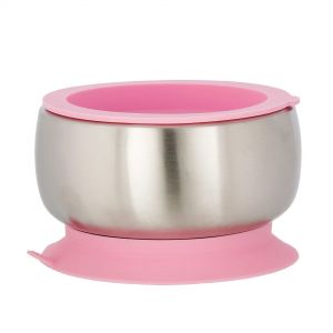 Avanchy Stainless Steel Stay Put Suction Bowl Pink