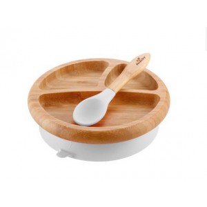 Avanchy Bamboo & Silicone Baby Suction Plate + Spoon