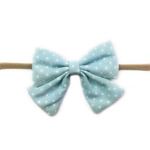 Baby Wisp Headband Sailor Bow Blue & White - Polka Dots 3-12m