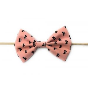 Baby Wisp Headband Fan Out Bow Print - Coral Pink 3-12m