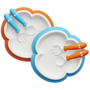 BabyBjorn Baby Plate Spoon & Fork-Orange/Turquoise 2pack