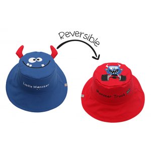 Flapjackkids Reversible Kids Sun Hat - Monster/Car Medum 2-4Yrs