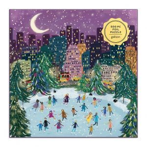 Galison Merry Moonlight Skaters 500 Piece Puzzle