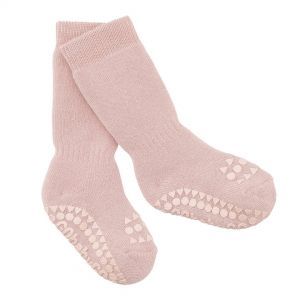 GoBabyGo Crawling Cotton Socks - Dusty Rose 6-12m
