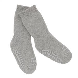 GoBabyGo Crawling Cotton Socks - Grey Melange 6-12m