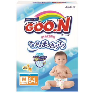 GOO.N Baby Diaper Tape Type M Size 6-11kg 64 Pieces - with Vitamin E
