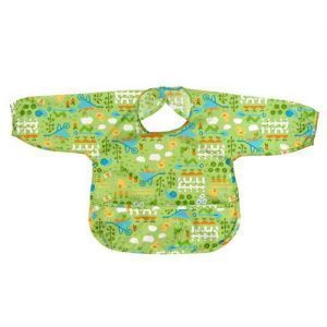 NEW Green Sprouts I Play Easy-wear Long Sleeve Bib in Green/Pink 2-4 years 