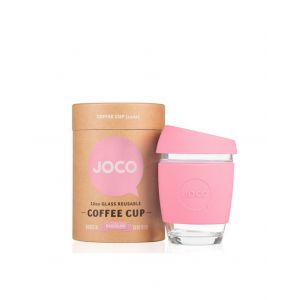 JOCO Glass Reusable Coffee Cup in Strawberry Pink 12oz