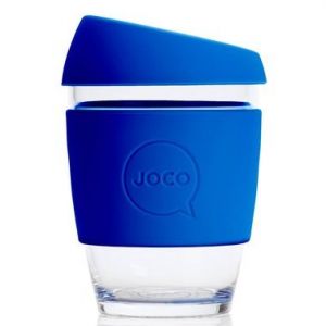 JOCO 可重複使用的玻璃咖啡杯 in Cobalt Blue 12oz