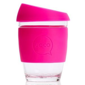 JOCO 可重複使用的玻璃咖啡杯 in Pink 12oz
