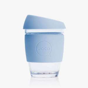 JOCO 可重複使用的玻璃咖啡杯 in Vintage Blue 12oz