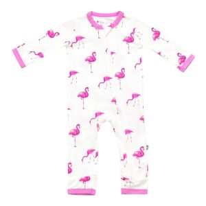 Kyte Baby Printed Zippered Romper in Flamingo 6-12months