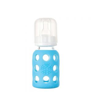 LifeFactory Glass Baby Bottle Blanket Blue 4oz 120ml