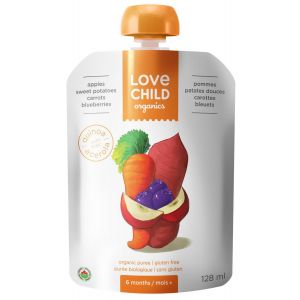 Love Child 有機果泥（蘋果，紅薯，胡蘿蔔和藍莓），125毫升無麩質