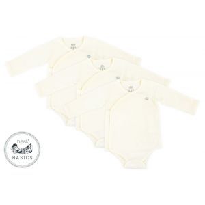 Nest Designs Basics Organic Cotton Ribbed Kimono Short Sleeve Onesie (3 Pack) - White 3-6M