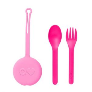 OmieLife Fork Spoon & Pod Set V2 - Bubble Pink