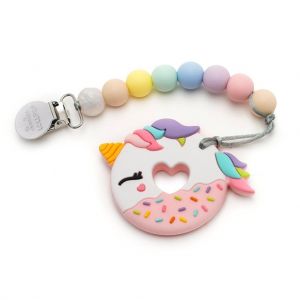 Loulou Lollipop Pink Unicorn Donut Teether Cotton Candy