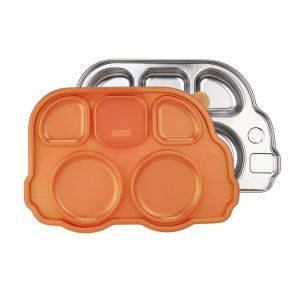 Innobaby Din Din Smart Divided Stainless Platter with Lid/Orange