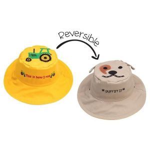 FlapJackKids Kid's Sun Hat Tractor/Dog-R Medium (2-4 Years)