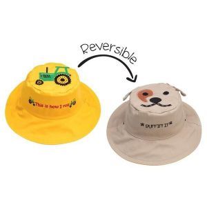FlapJackKids Kid's Sun Hat Tractor/Dog-R Large (4-6 Years)