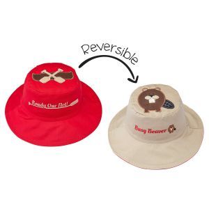 Flapjackkids Reversible Kids Sun Hat - Canoe/Beaver 4Y-6Y