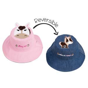 Flapjackkids Reversible Kids Sun Hat - Pony/Horse - 6M-2Y