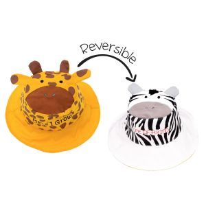 Flapjackkids Reversible Kids Sun Hat - Giraffe/Zebra - 6M-2Y
