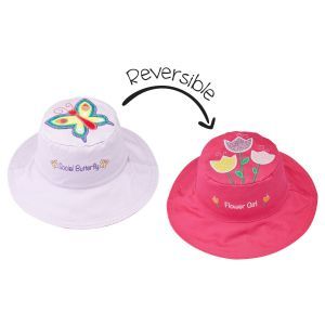 Flapjackkids Reversible Kids Sun Hat - Butterfly/Flower - 6M-2Y