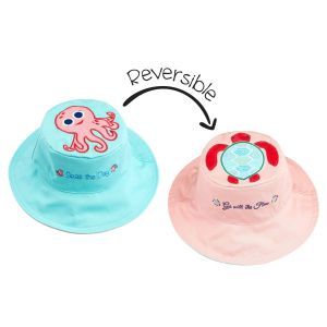 Flapjackkids Reversible Kids Sun Hat - Octopus/Sea Turtle - 2Y-4Y