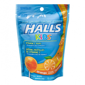 Halls Kids 感冒咳嗽舒緩棒棒糖（橙子味） 10 Pops