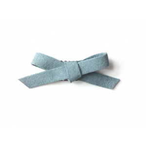 Baby Wisp d - Mini Latch Wisp Clip Hand Tied Faux Suede Bow Blue Suede