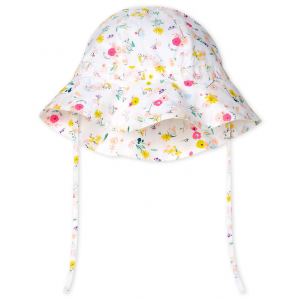 Petit Bateau Cotton Bucket Sun Hat 3/6m-white