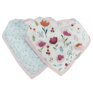 Loulou Lollipop Bandana Muslin Bib 2-Pieces Set - Rosey Bloom