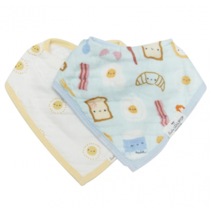 Loulou Lollipop Bandana Muslin Bib 2-Pieces Set - Breakfast Blue