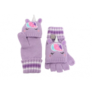 FlapjackKids Knitted Fingerless Gloves with Mitten Flap - Unicron Medium (2-4Yrs)