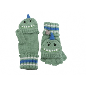 FlapjackKids Knitted Fingerless Gloves with Mitten Flap - Dinosaur Medium (2-4Yrs)