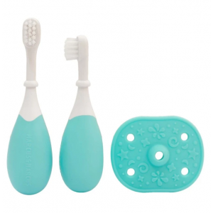 Marcus & Marcus 3-Stage Palm Grasp Toothbrush Set - Blue 12M+