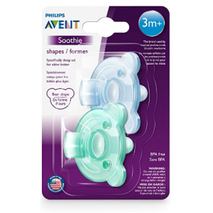 Philips AVENT Shape Soothie Blue/Green Bear - 0-3+ Months 2 Pack